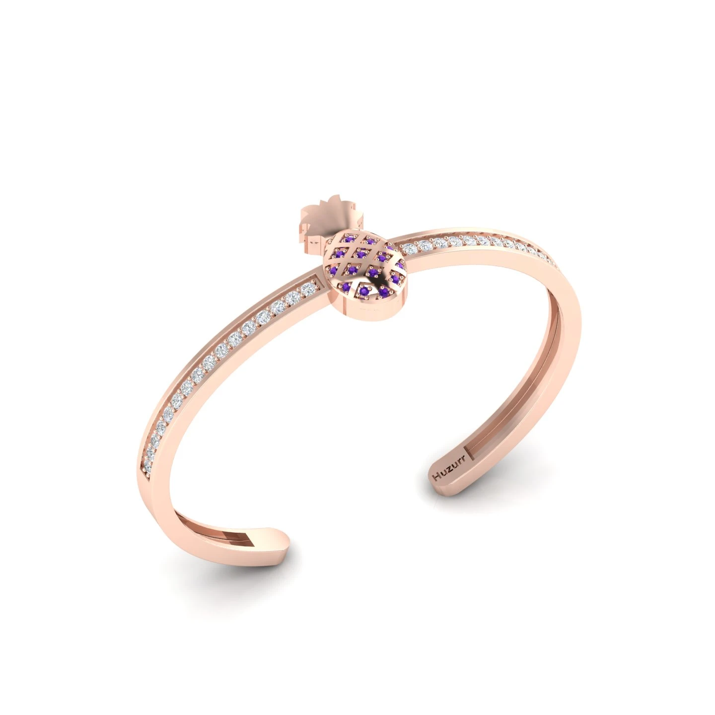 Pineapple Handcuff Rose Gold Filled Amethyst Bracelet