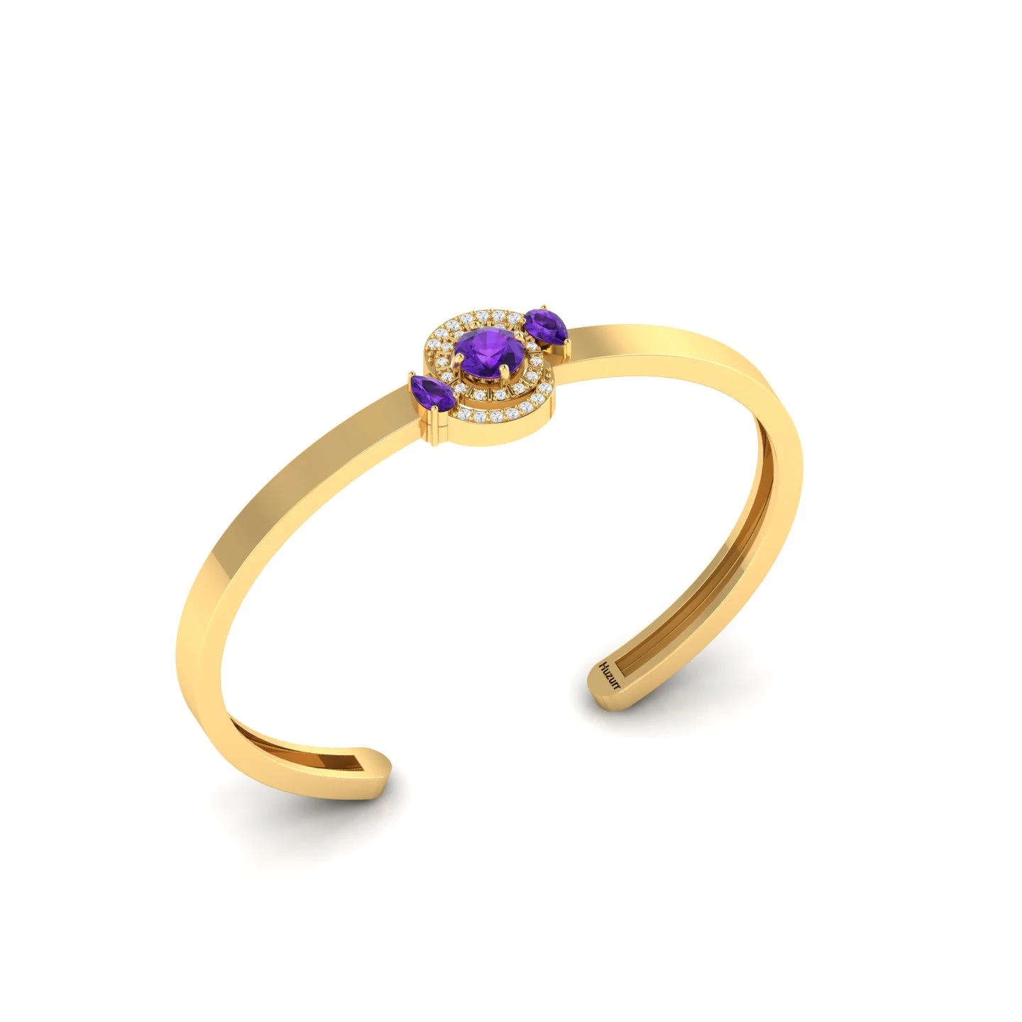 3 Stone Amethyst Gold Filled Handcuff Bracelet