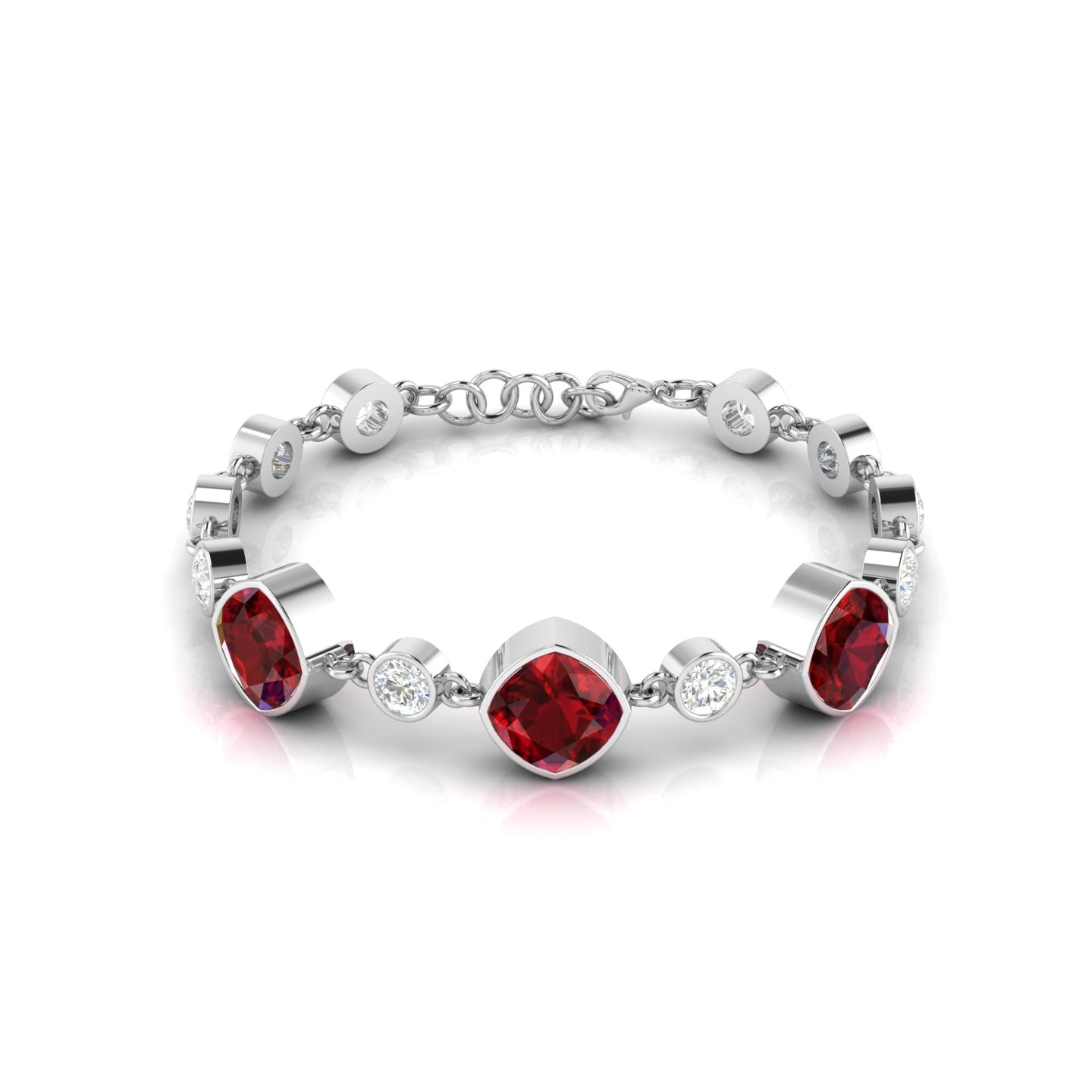 Garnet Silver Chain Tennis Bracelet
