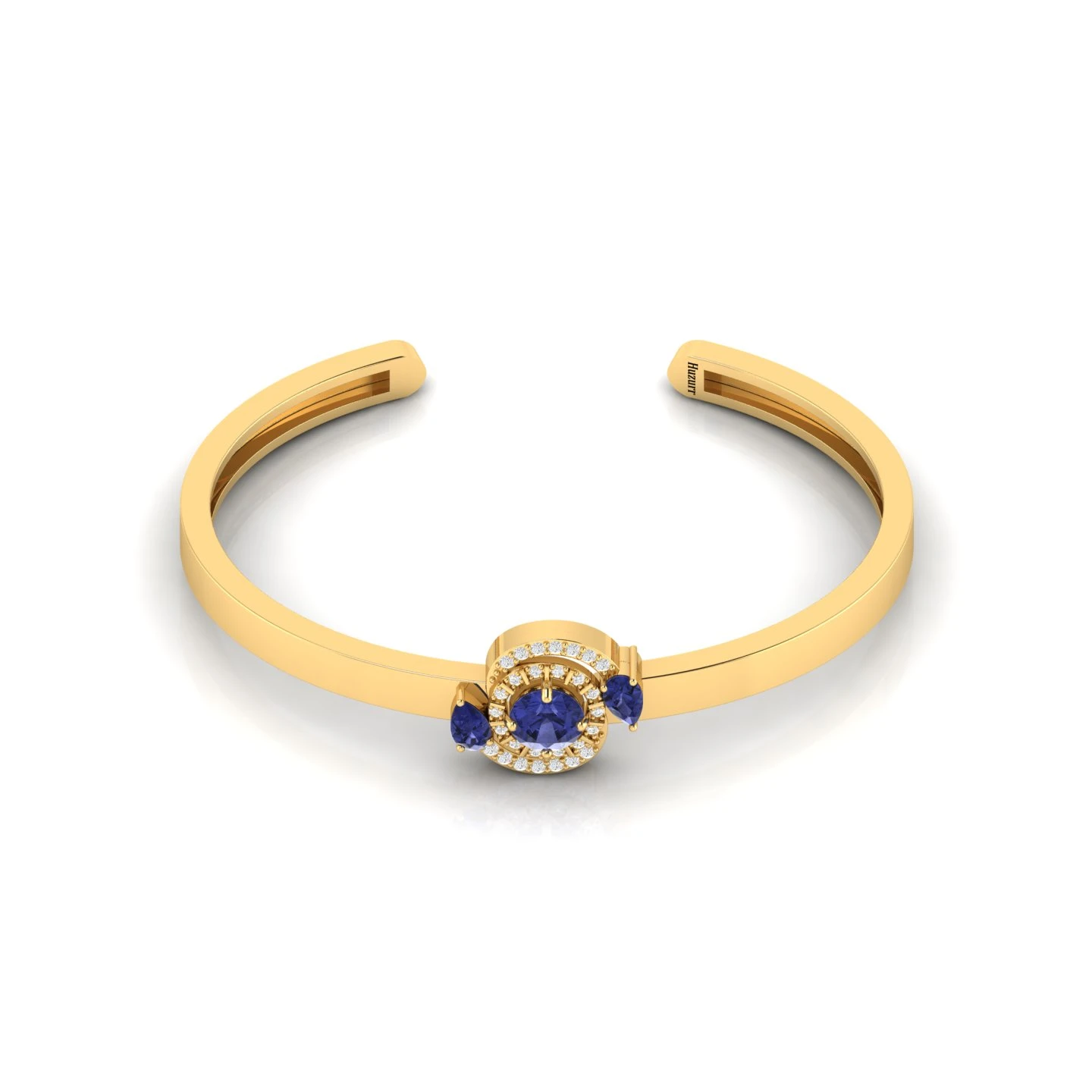 3 Stone Tanzanite Gold Filled Handcuff Bracelet