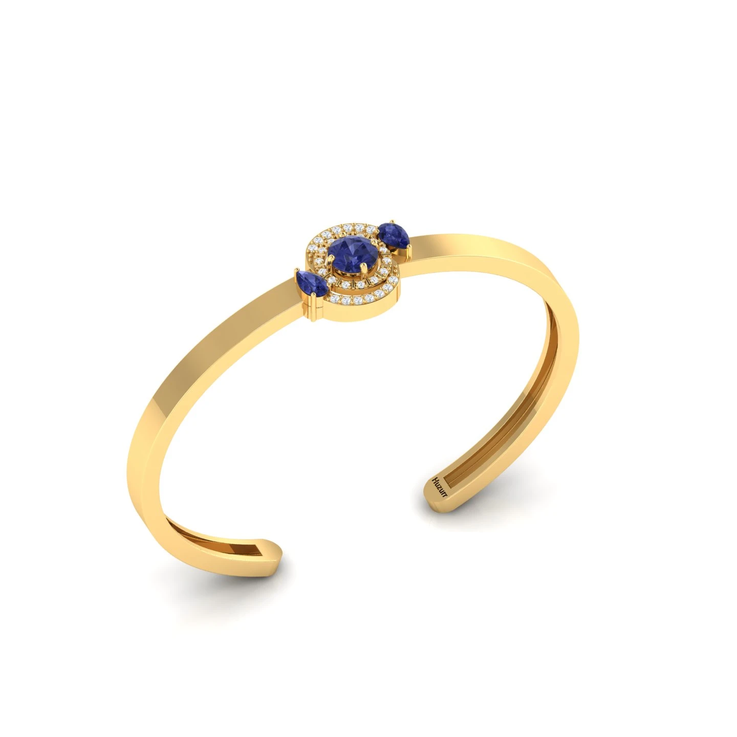 3 Stone Tanzanite Gold Filled Handcuff Bracelet