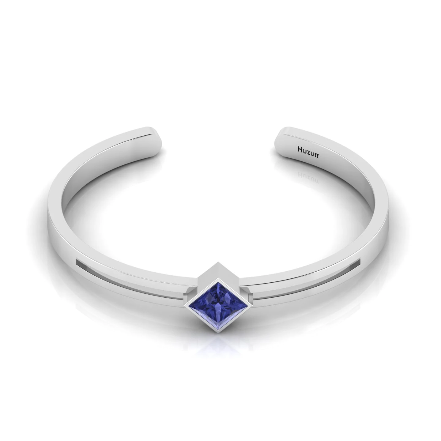 Princess-Cut Tanzanite Handcuff Sterling Silver Bracelet