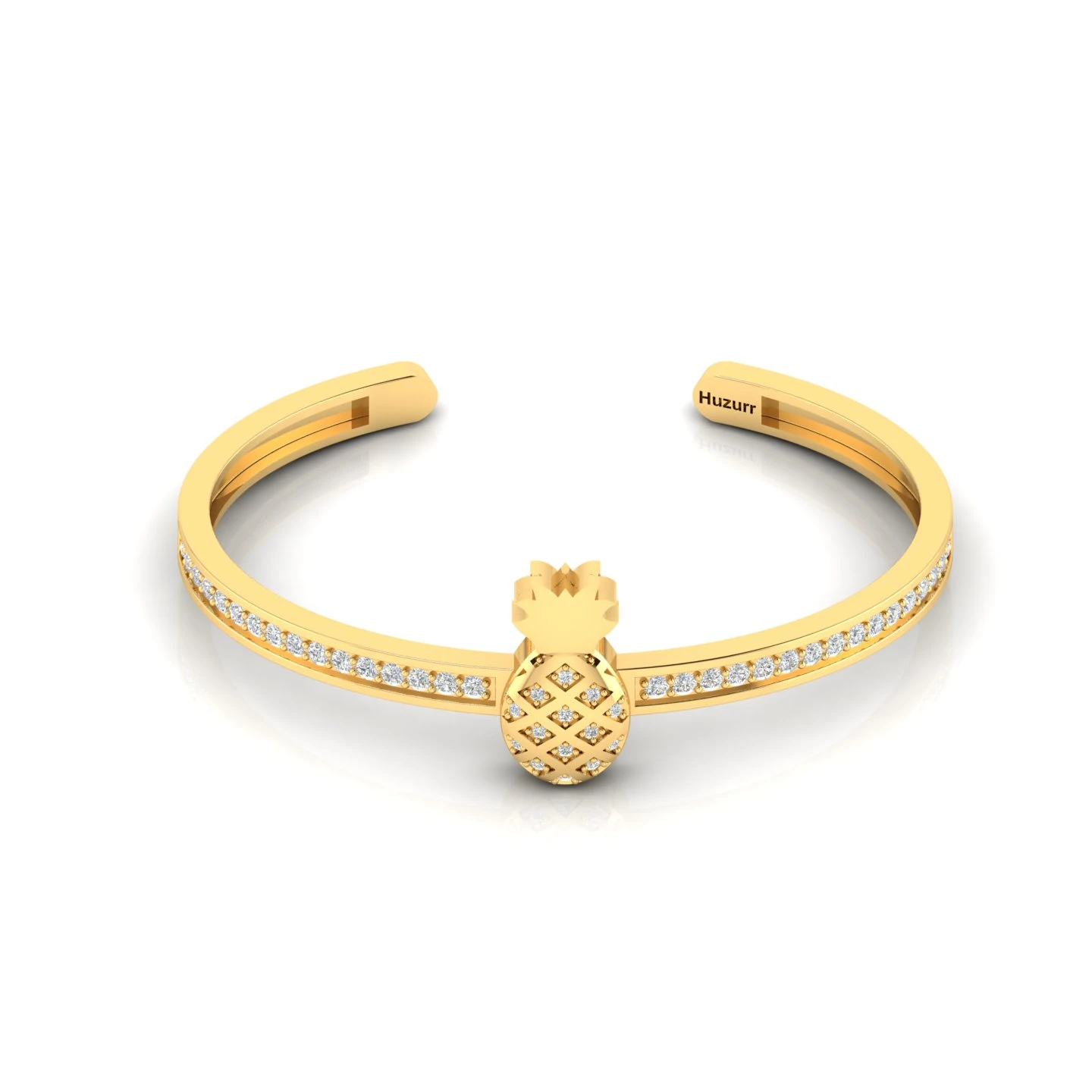 Gold Filled Diamond Pineapple Handcuff Bracelet