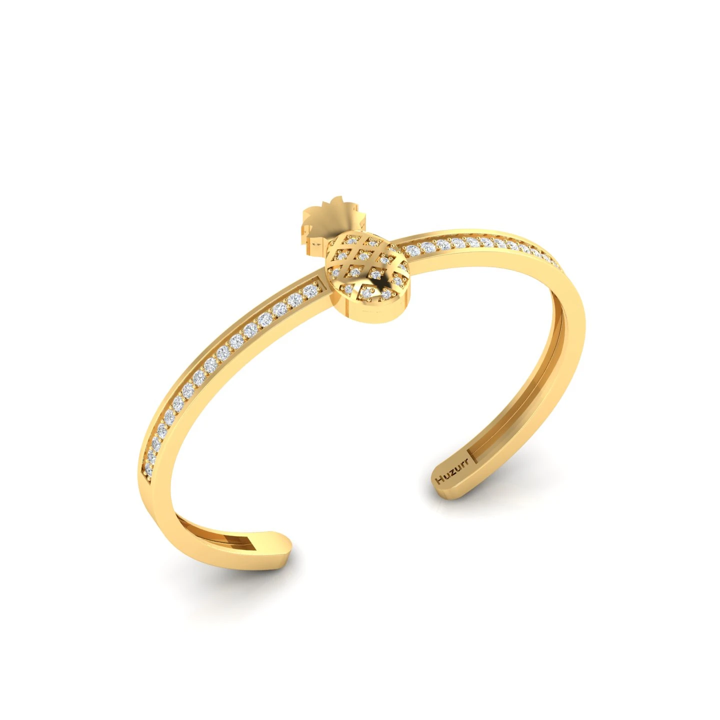 Gold Filled Diamond Pineapple Handcuff Bracelet