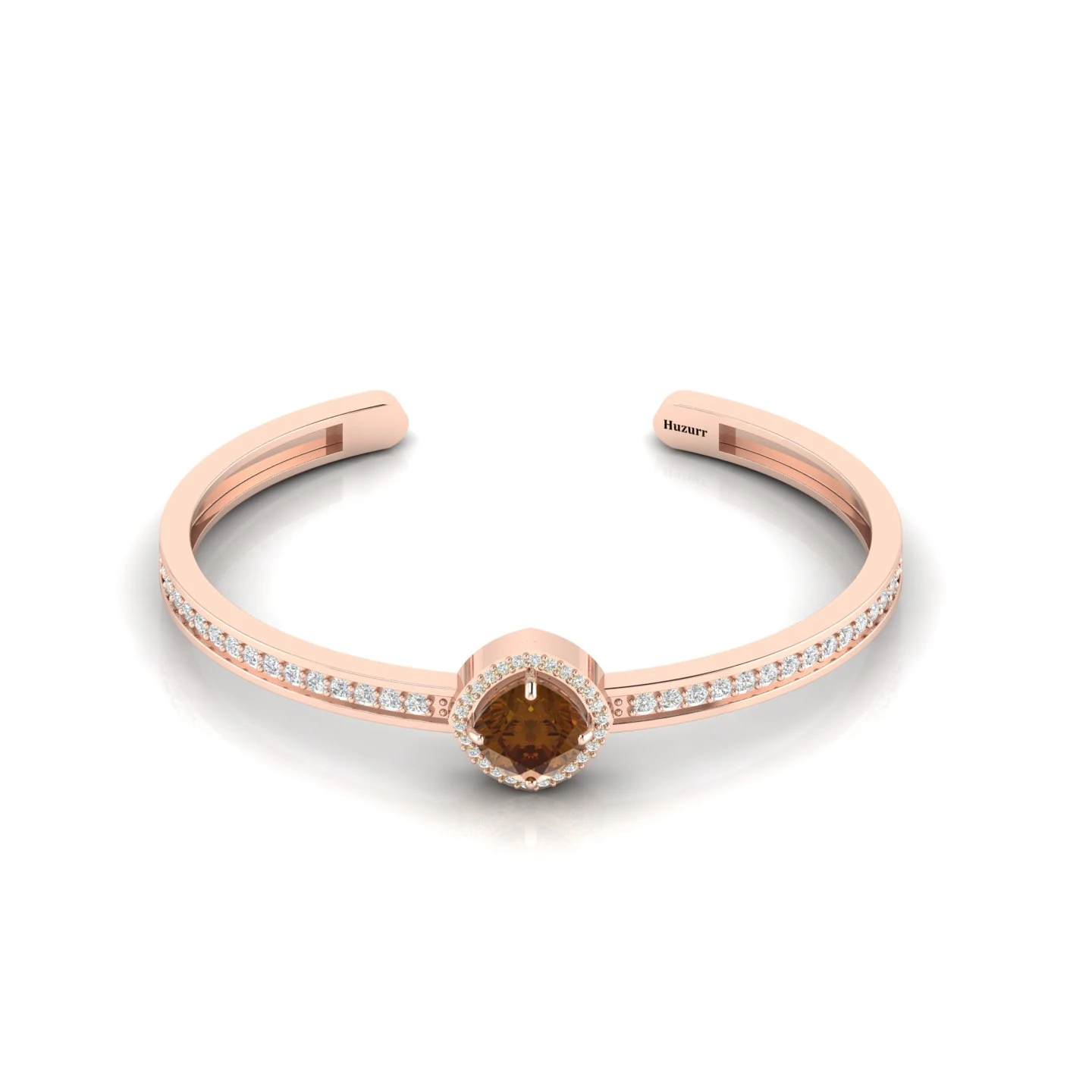 Cushion Square Coffee Diamond Rose Gold Filled Cuff Bracelet