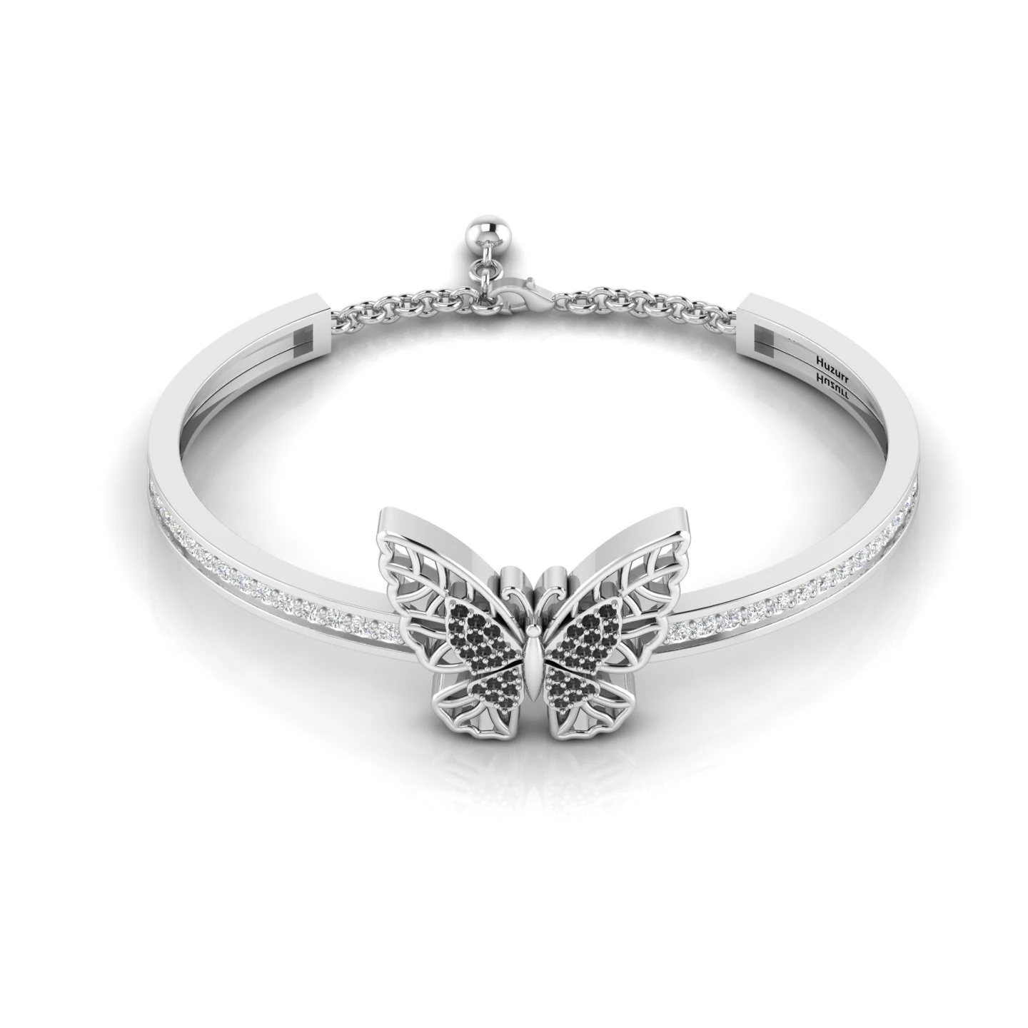 925 Silver Black Diamond Butterfly Bracelet