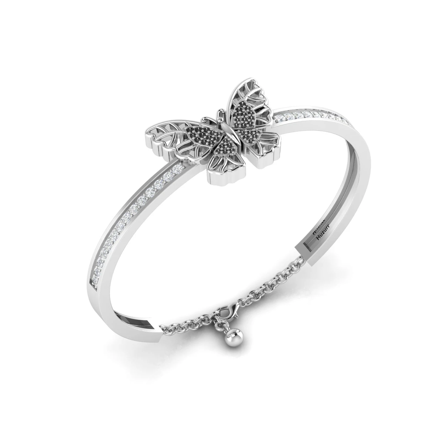 925 Silver Black Diamond Butterfly Bracelet