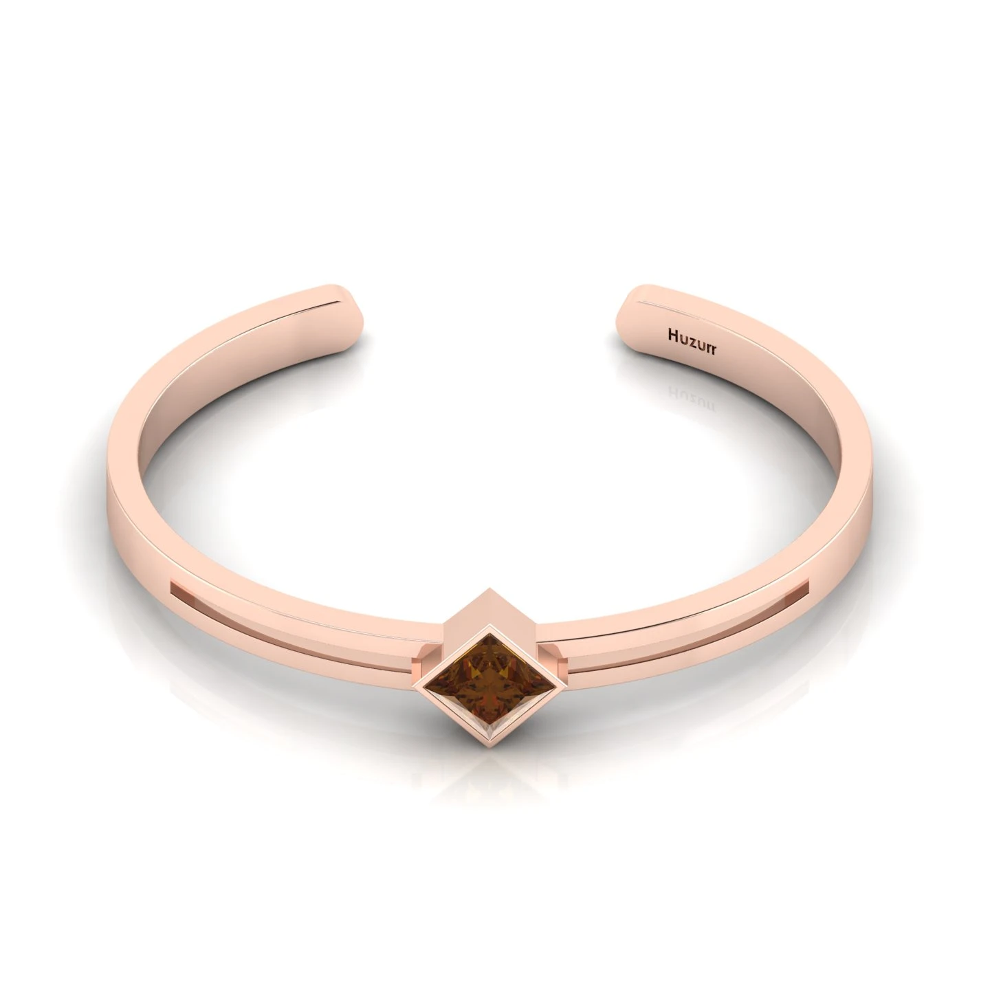Princess-Cut Coffee Diamond Rose Gold Filled Handcuff Bracelet