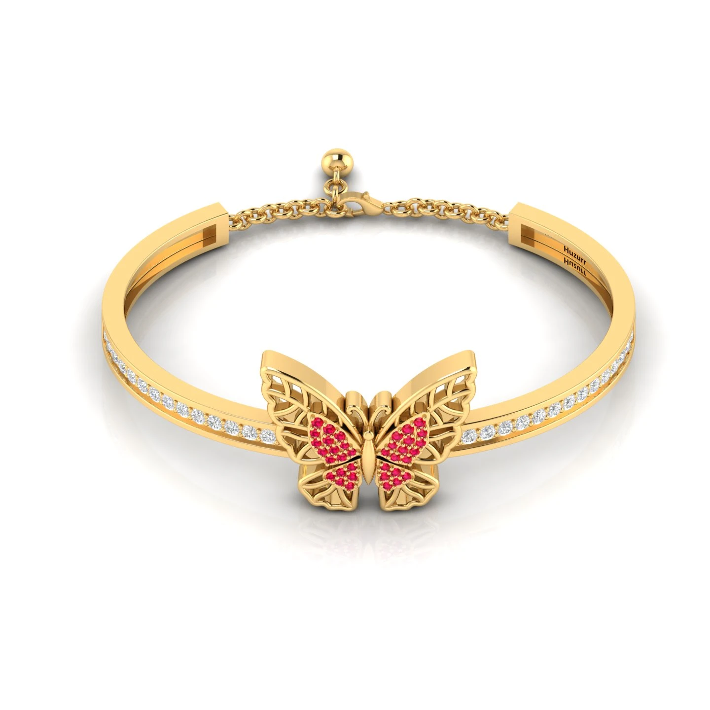 Gold Filled Ruby Butterfly Bracelet