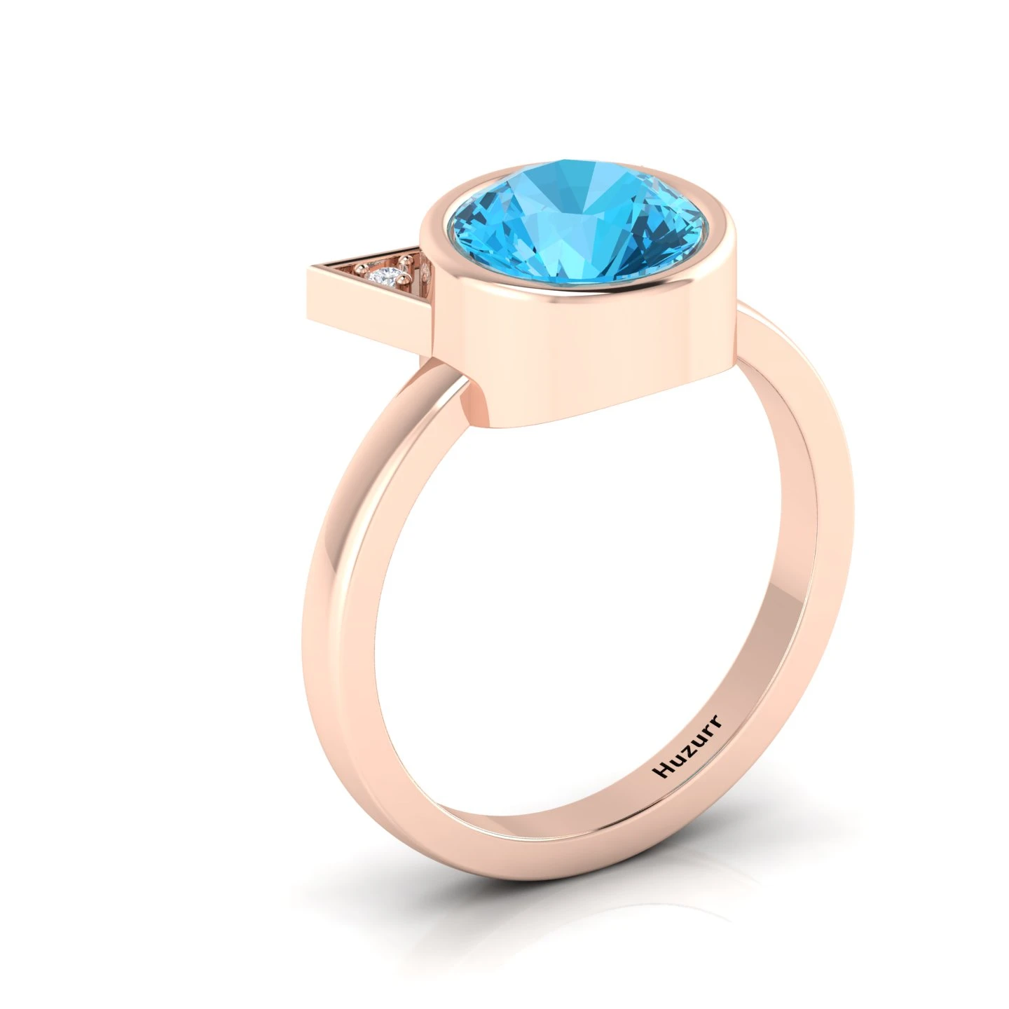 Kitty Round Aquamarine Rose Gold Filled Solitaire Cat Ring