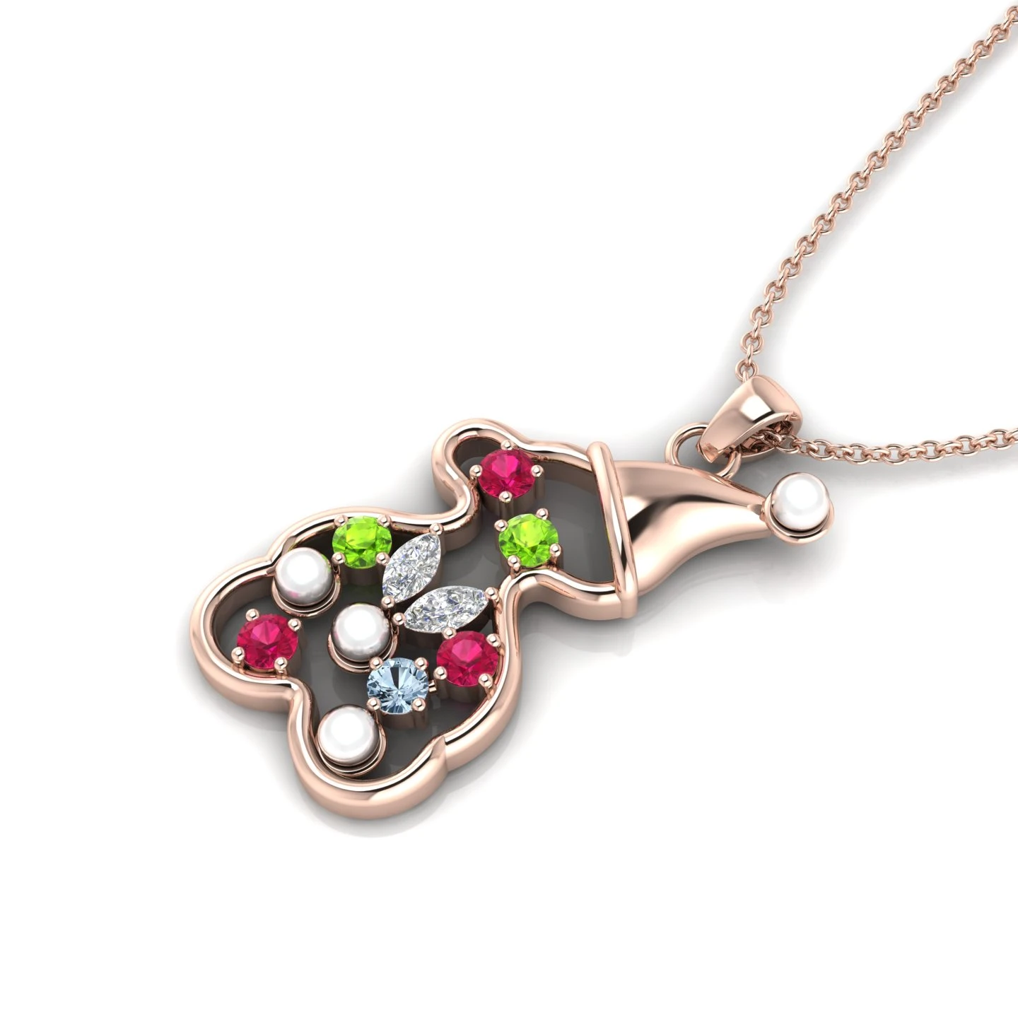 Freshwater Pearl Multicolor Gemstones Rose Gold Filled Kids Necklace