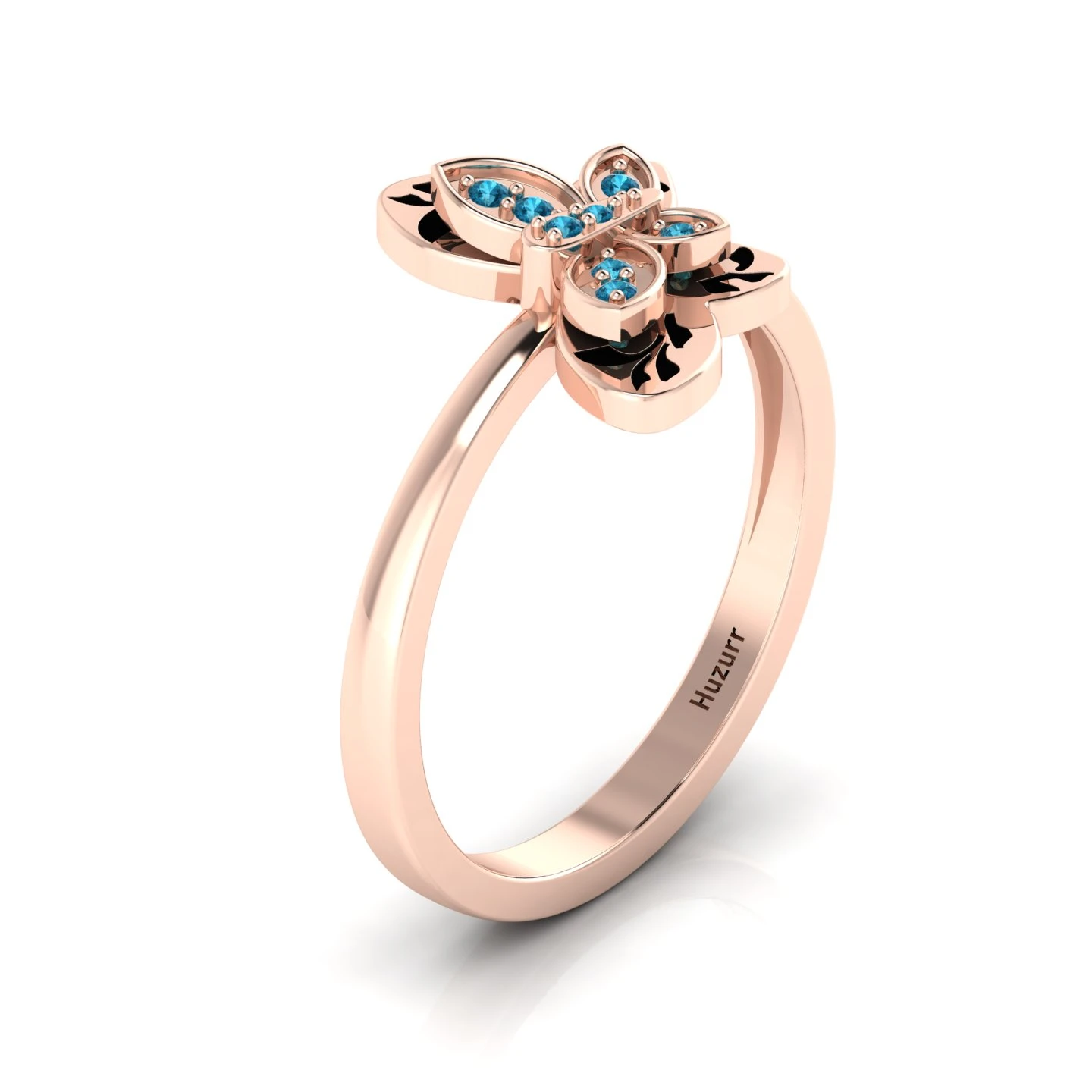 London Blue Topaz Rose Gold Filled Butterfly Ring
