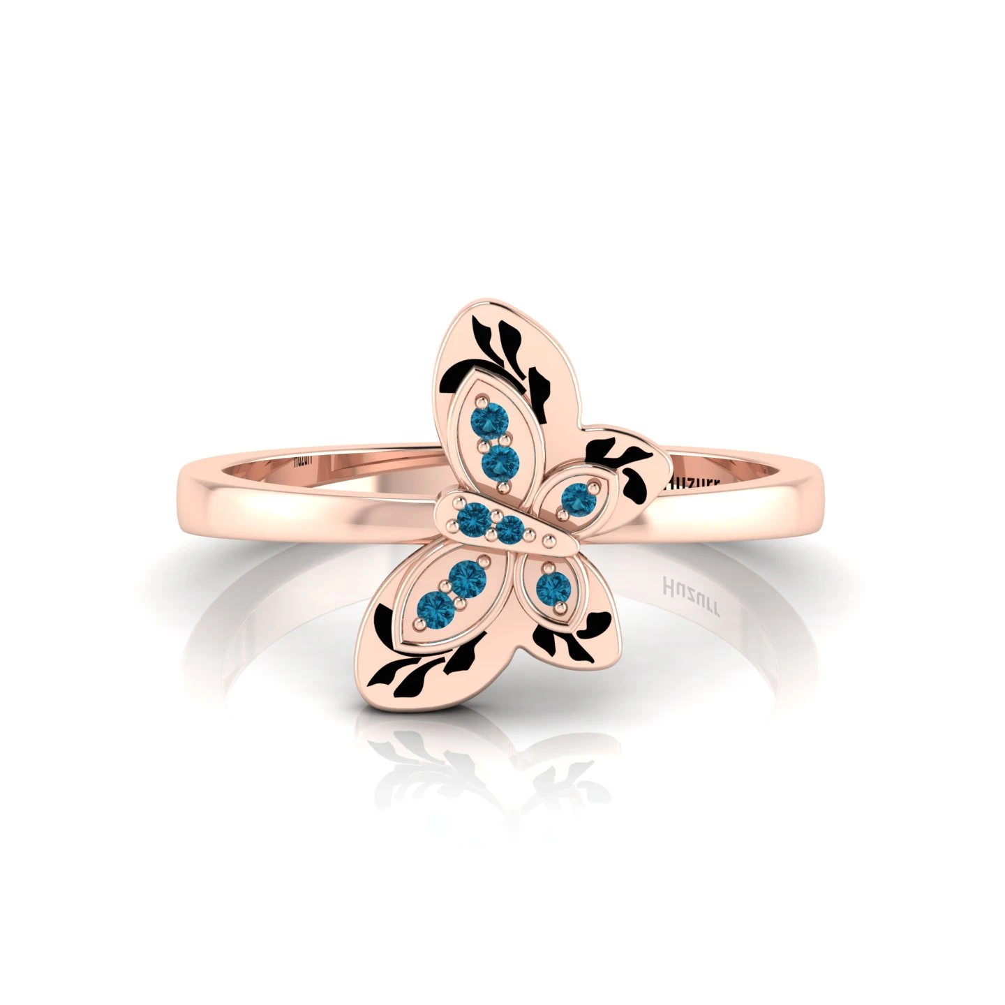 London Blue Topaz Rose Gold Filled Butterfly Ring
