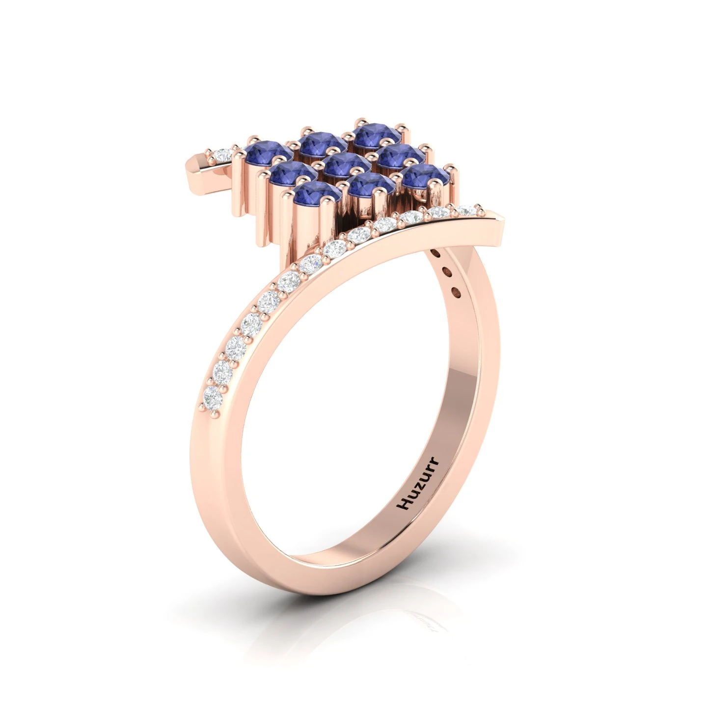 Tanzanite 9 Stone Rose Gold Filled Bypass Ring