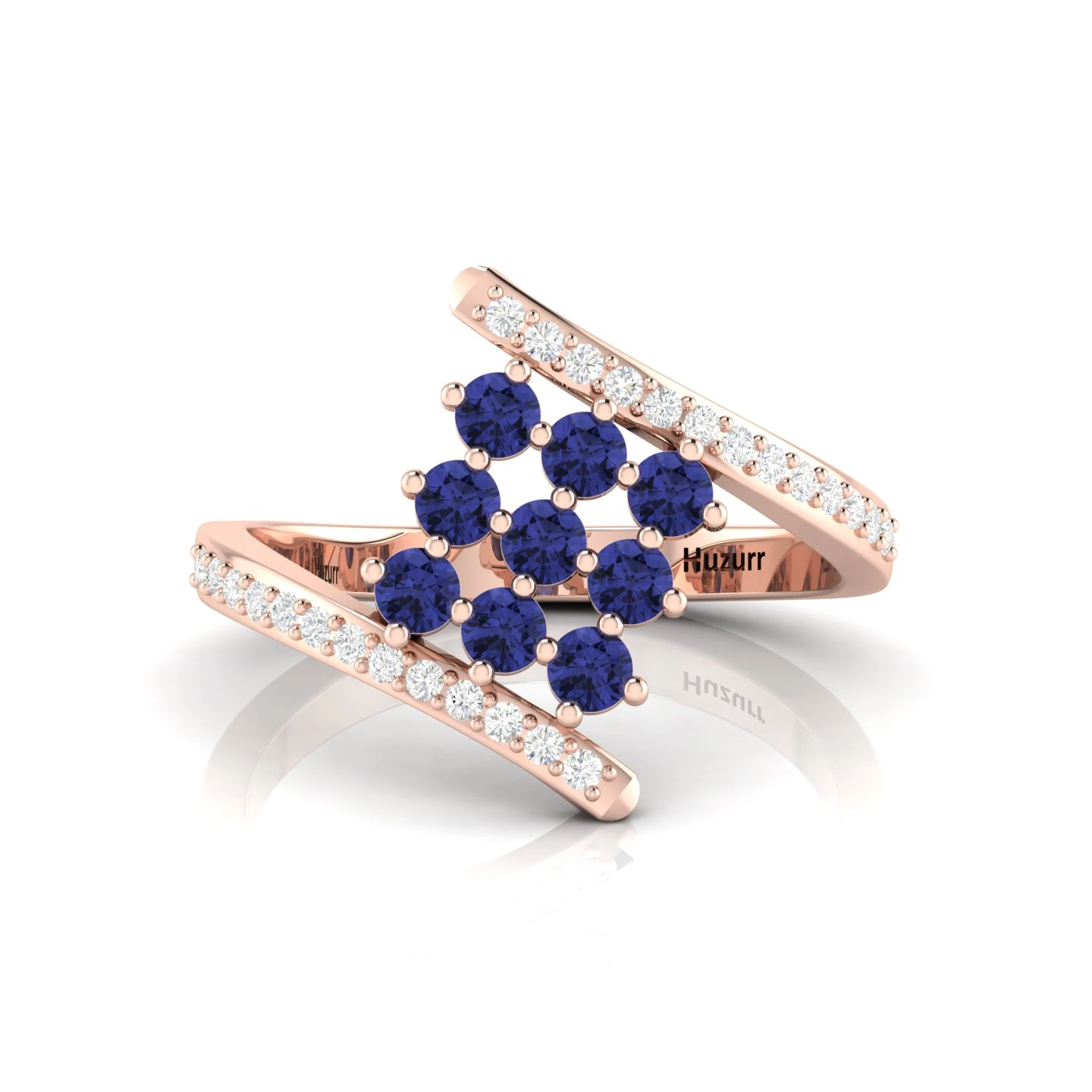 Tanzanite 9 Stone Rose Gold Filled Bypass Ring