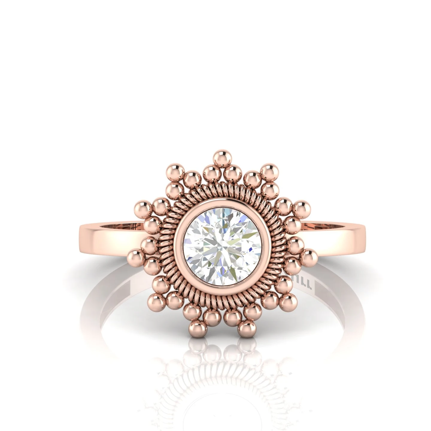 Celestial Diamond Sparkling Sun Rose Gold Plated Ring