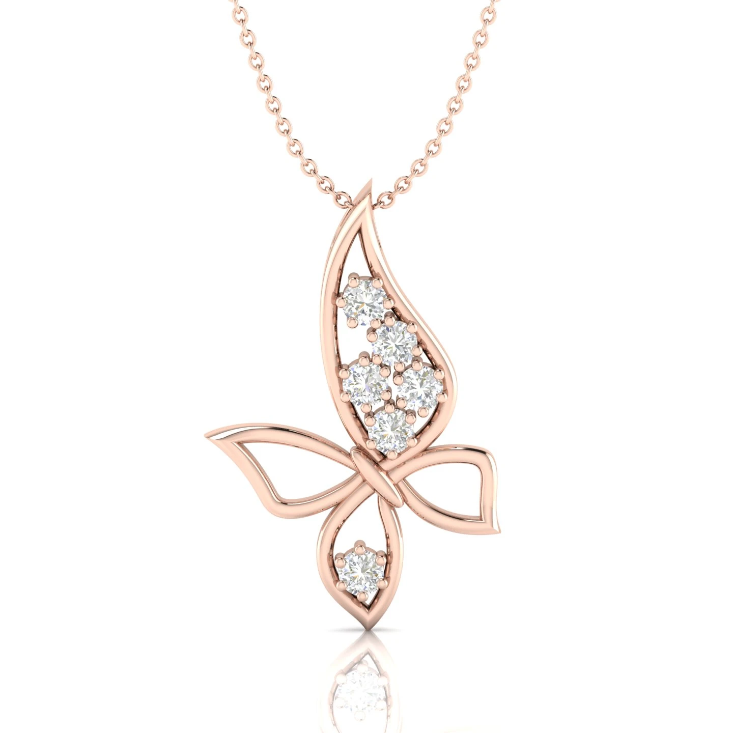 Butterfly Rose Gold Filled Lab Created Diamond Pendant Necklace