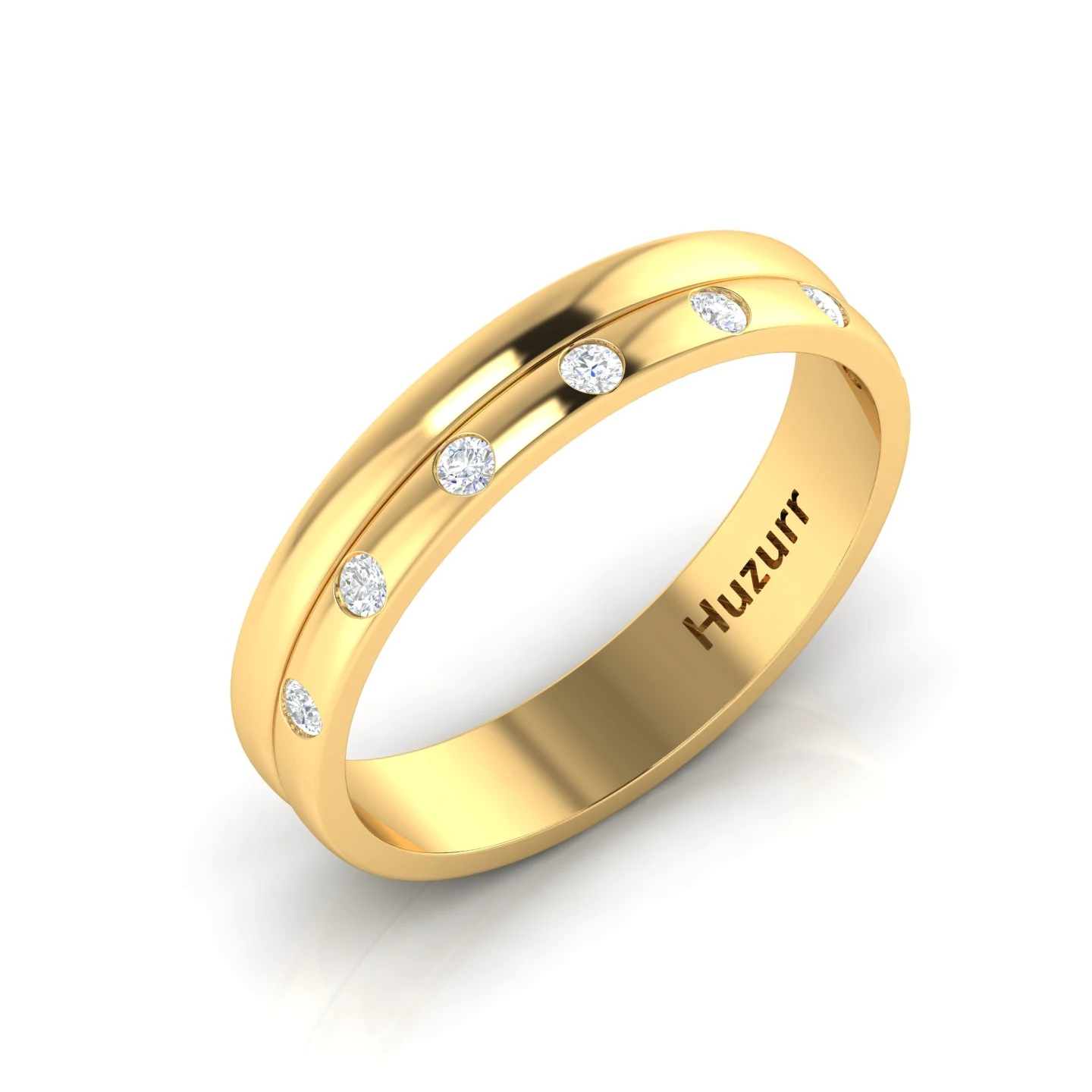7 Stone Round Lab Created Diamond Gold Filled Flush Set Band Ring