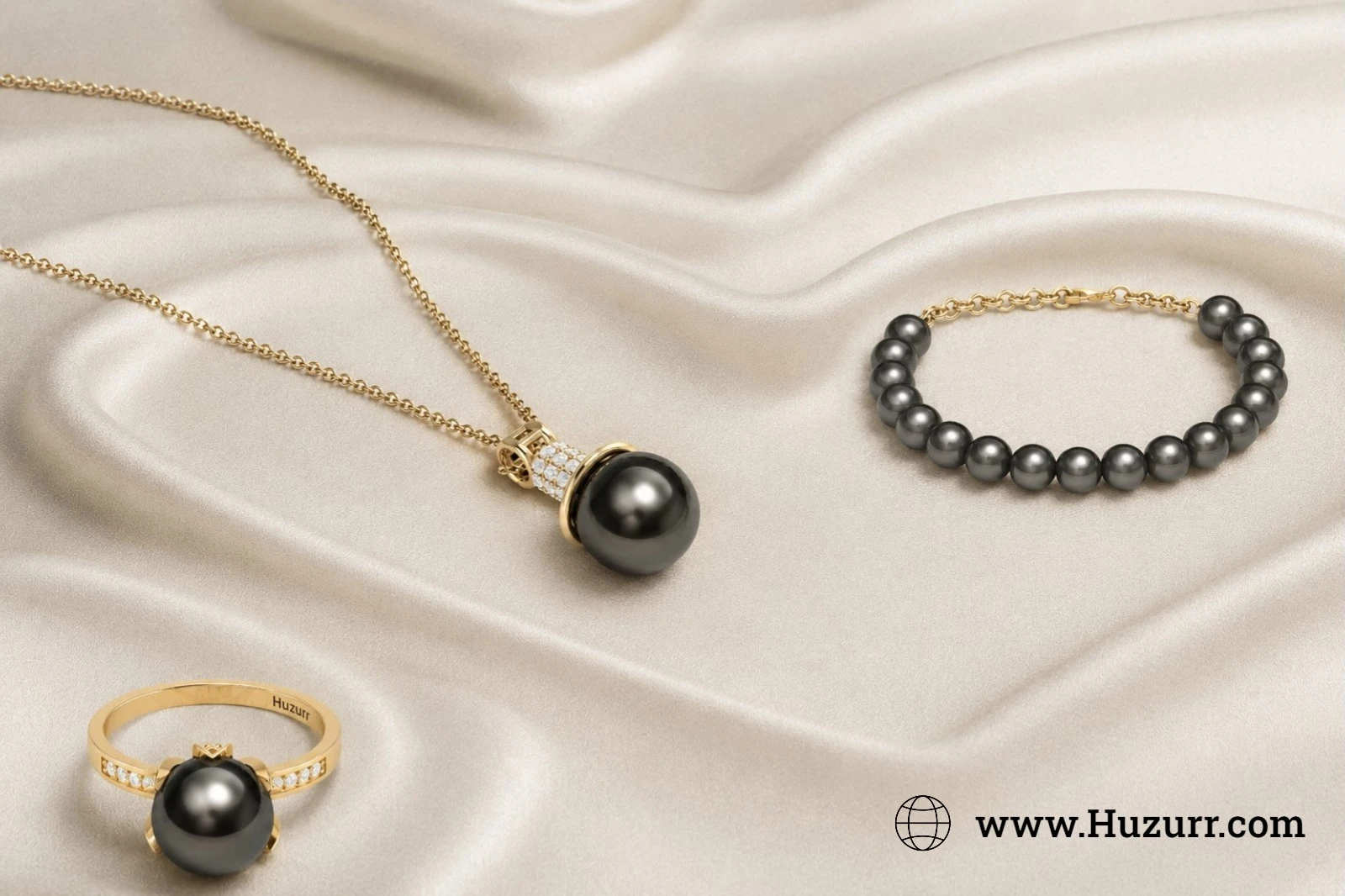 Trendy 5 Black Pearl Jewelry For Women