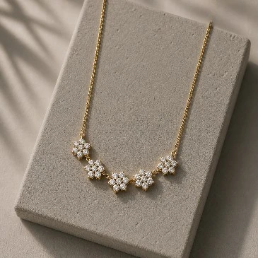 5 Star Gold Plated Diamond Necklace