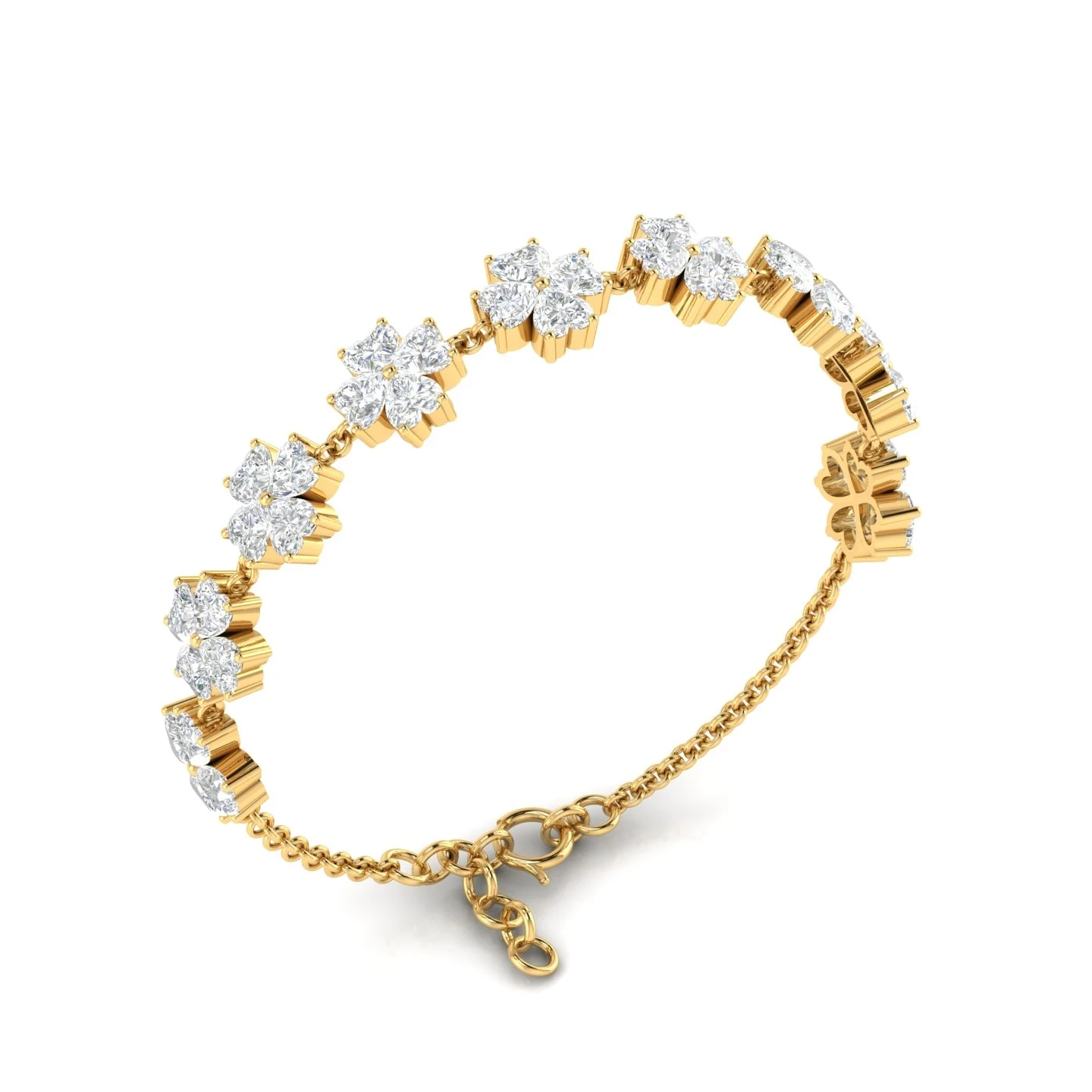 Heart-Flower-Chain-Tennis-Bracelet