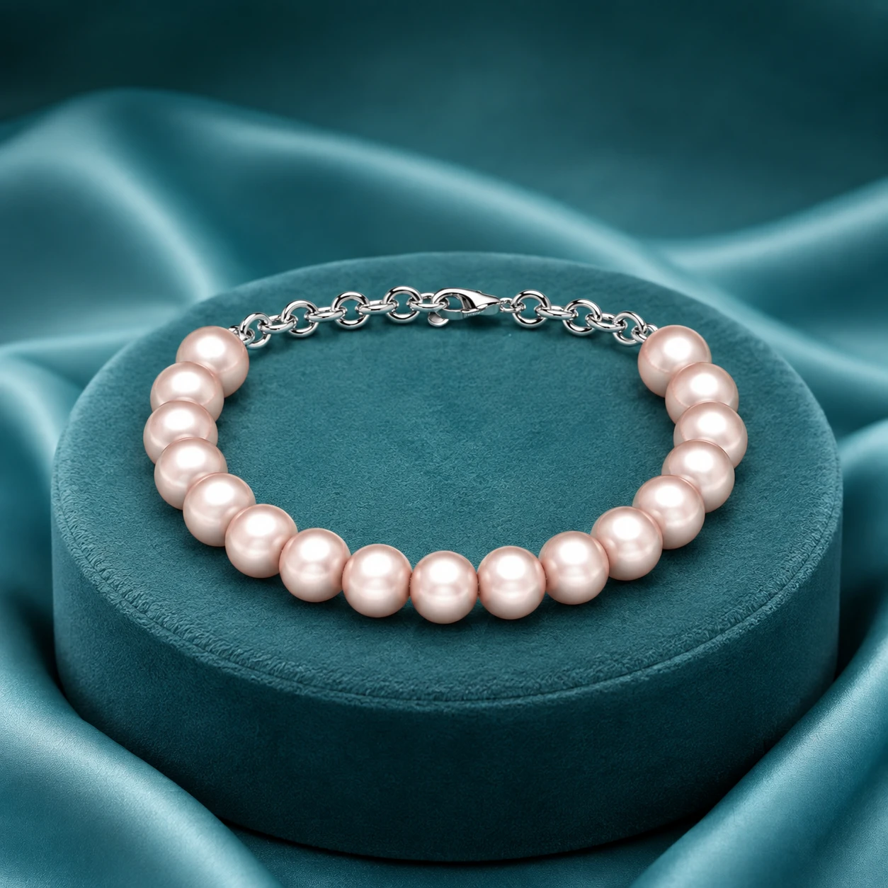Akoya pearl beads chain tennis 925 silver bracelet