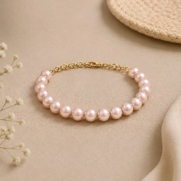 Gold Filled Akoya Pearl Beads Chain Tennis Bracelet
