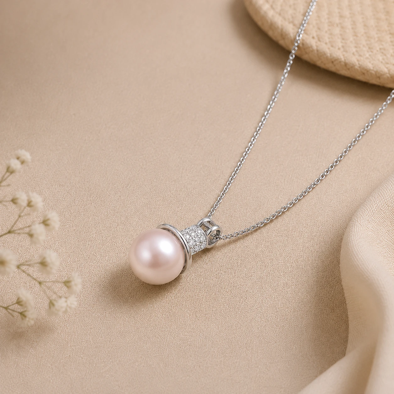 Akoya Pearl Diamond-Accented silver Pendant