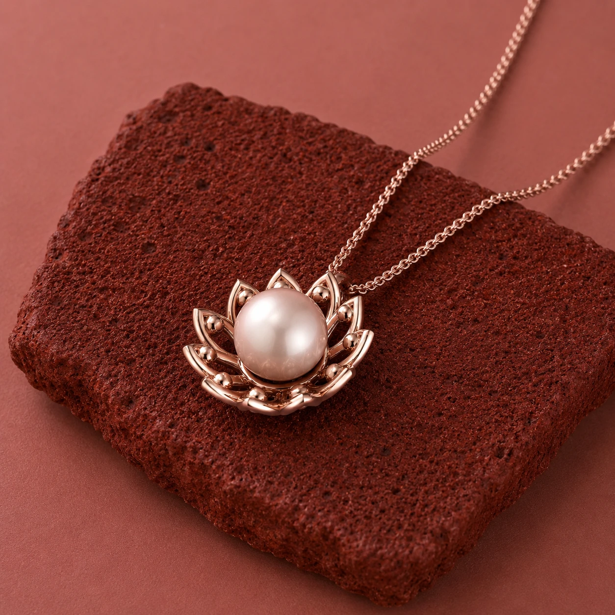 Akoya Pearl Flower Blooming Rose Gold Filled Pendant