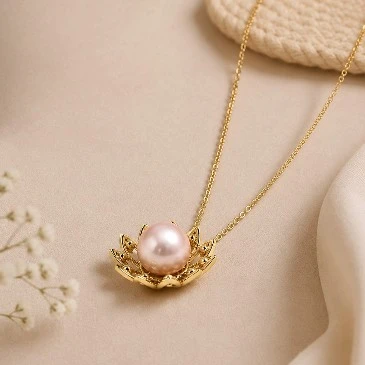 Akoya Pearl Blooming Flower Gold Plated Pendant