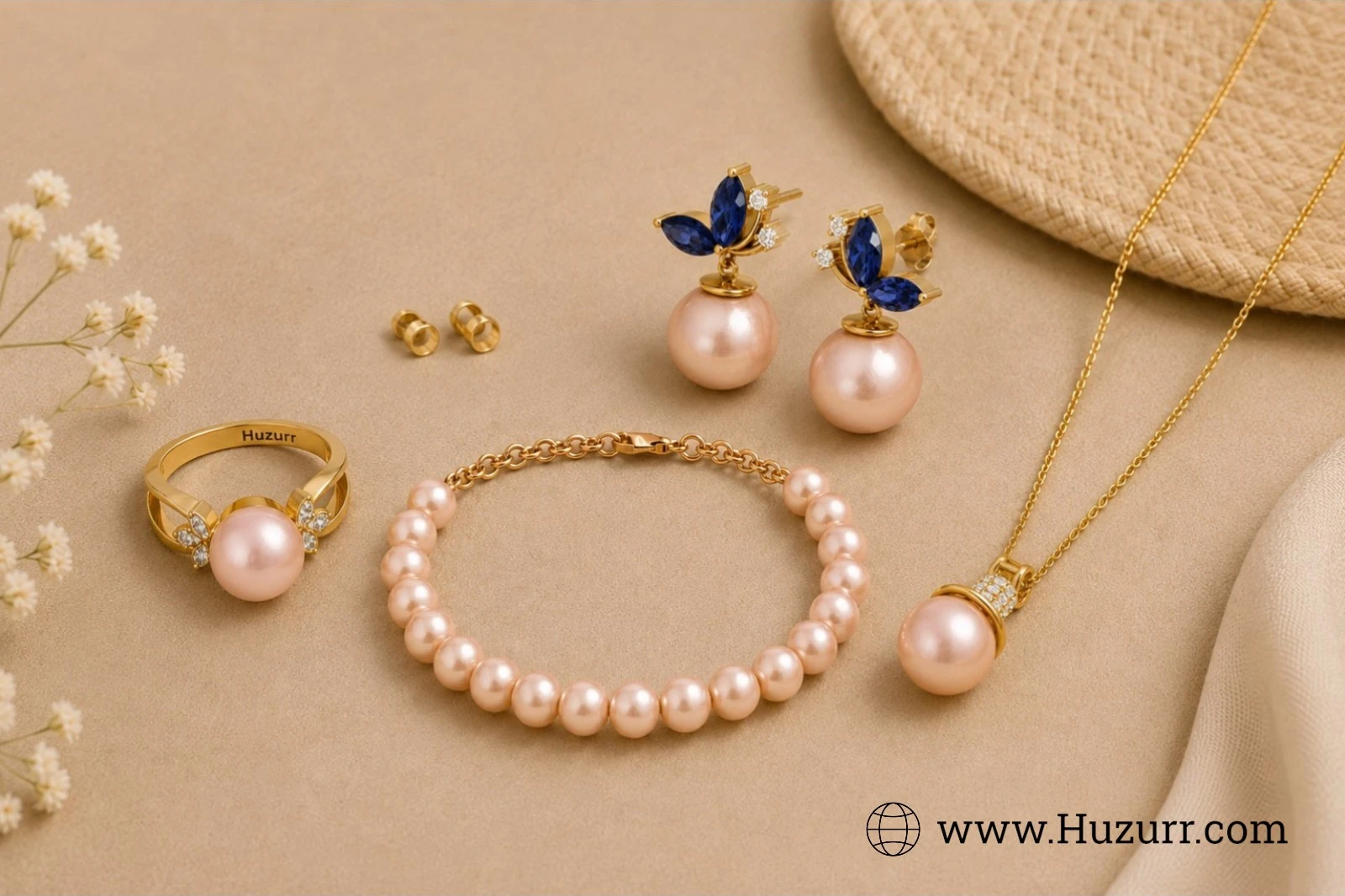 Trendy 3 Akoya pearl jewelry set For women