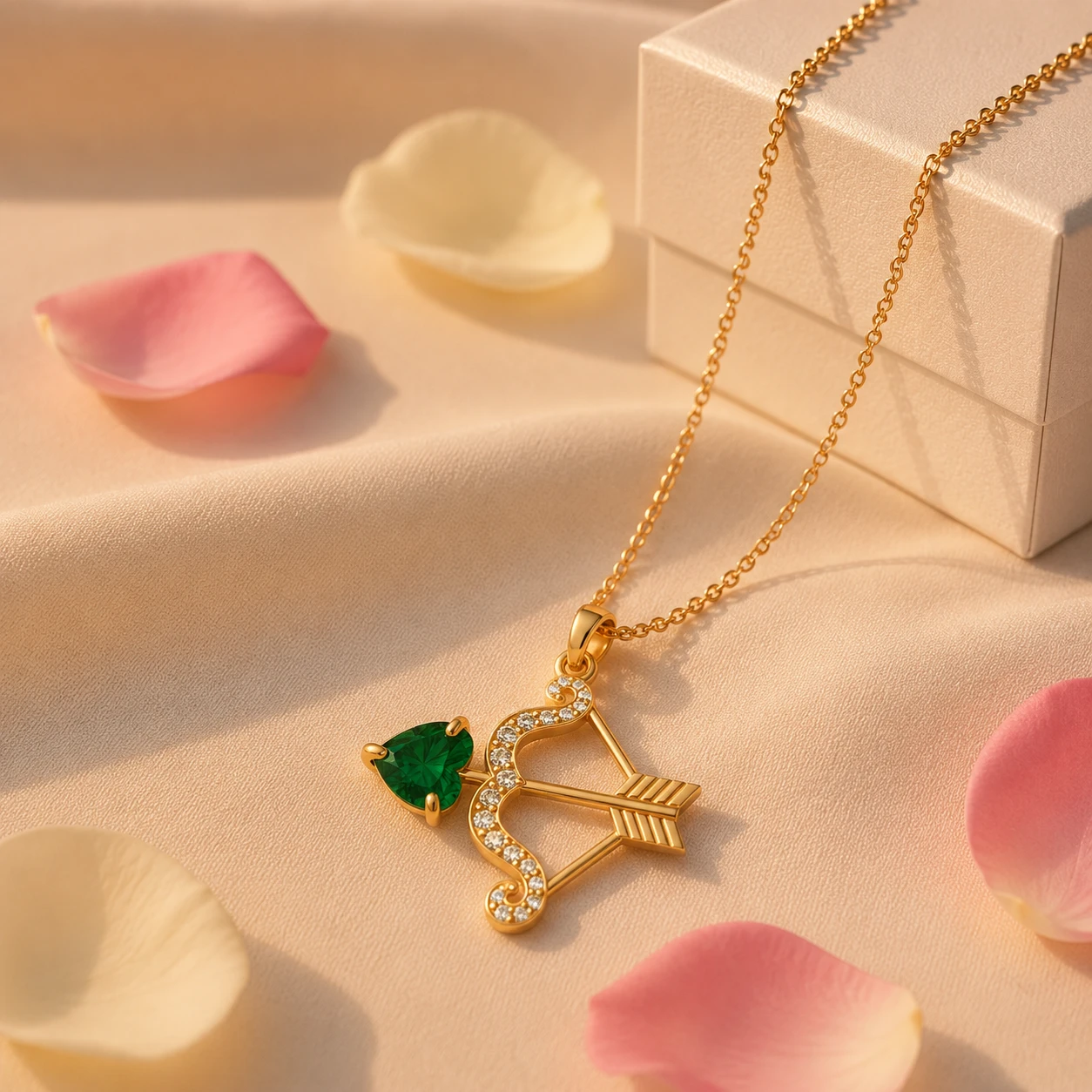 Arrow Heart shape emerald Aries Shape Charm Pendant