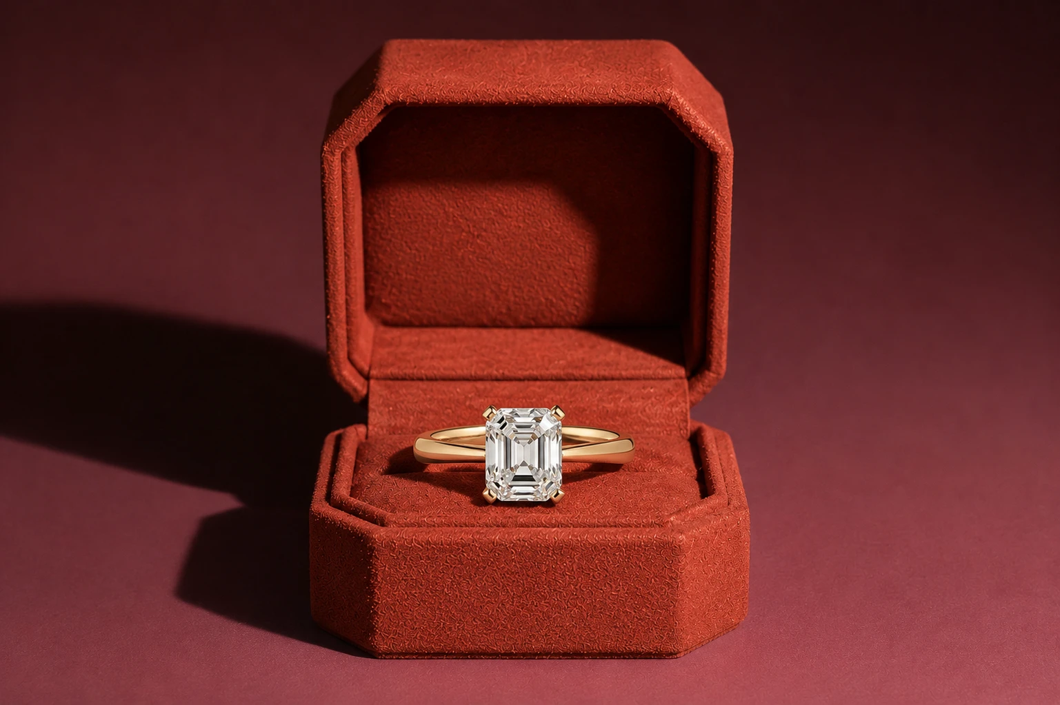 Asscher cut diamond engagement ring