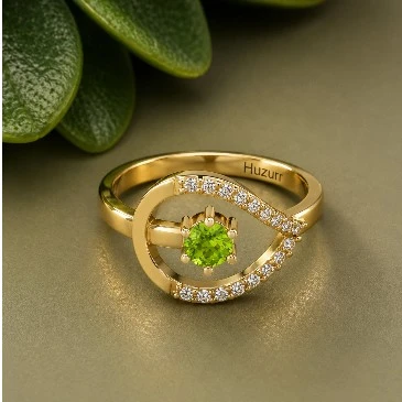 August Birthstone Gleaming Peridot Diamond Ring