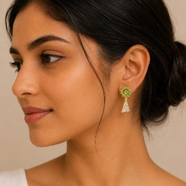 August Birthstone Peridot Flower-Style Dangles Earrings