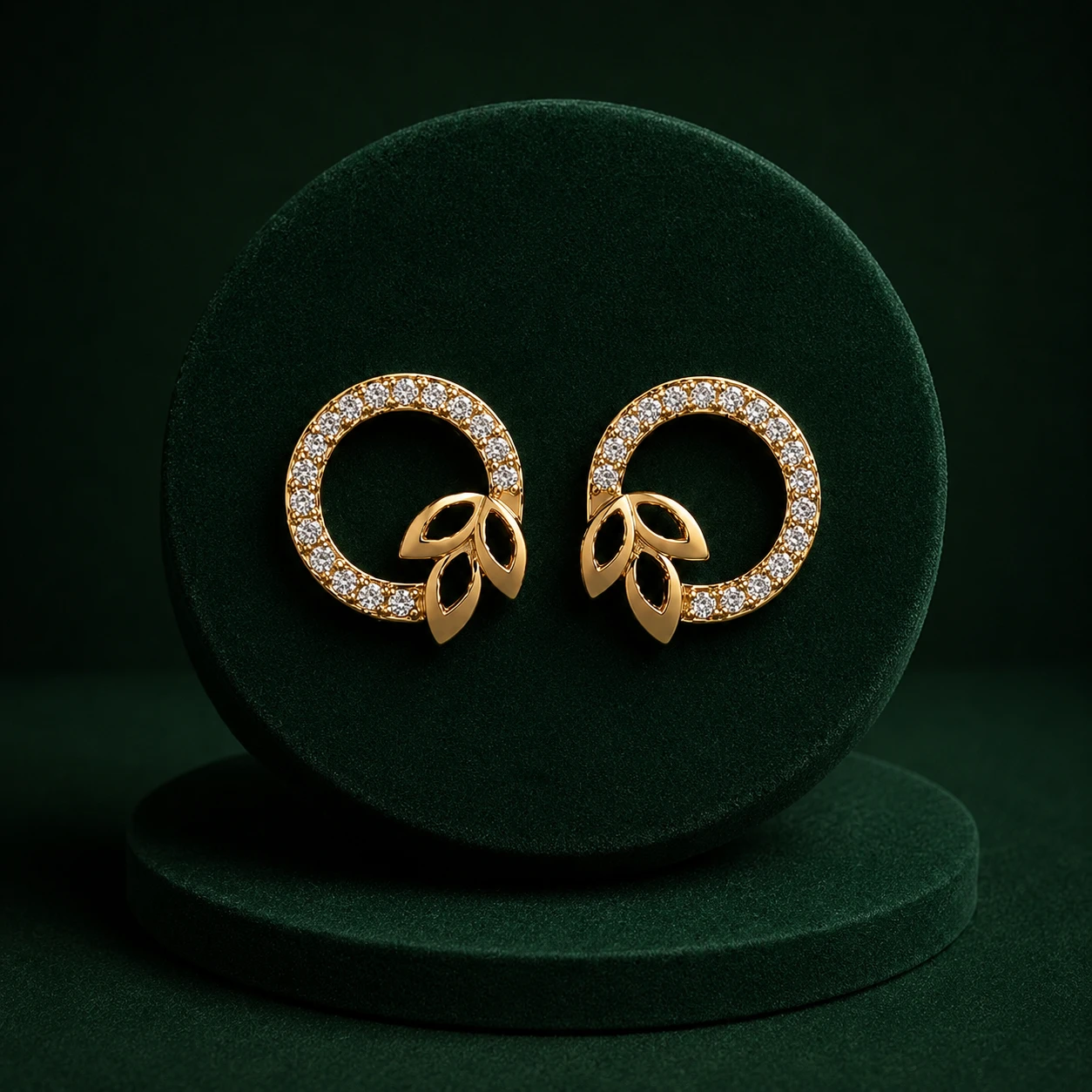 Autumn Leaf Style Diamond Gold Filled Earrings