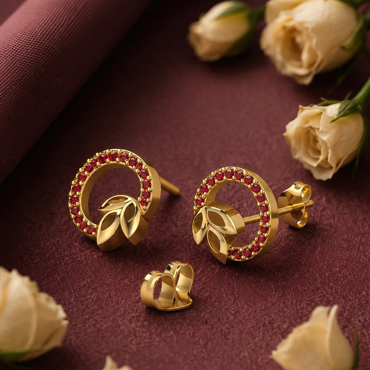 autumn-leaf-style-garnet-gold-earrings