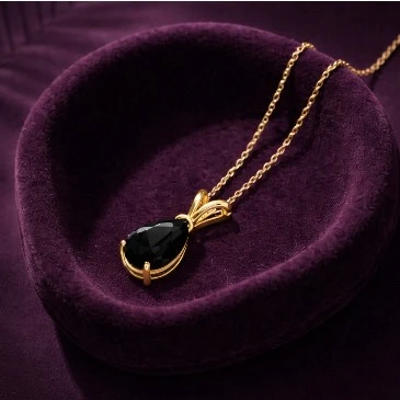 Black Diamond Pear Shape Pendant Necklace