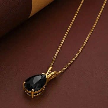 Pear-Cut Black Diamond Gold Plated Charm Pendant