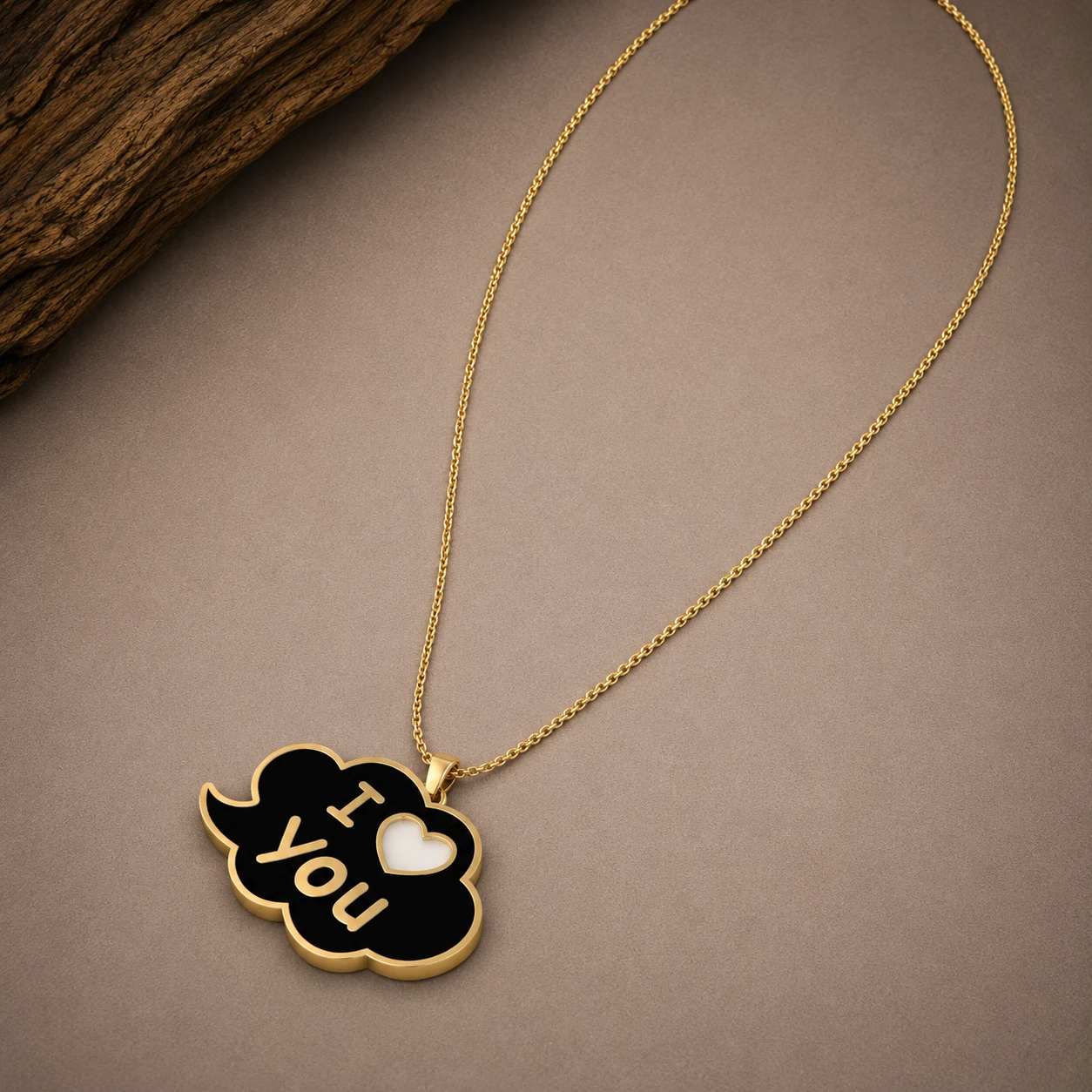 Black Enamel I Love You Cloud Charm Sterling Silver Pendant