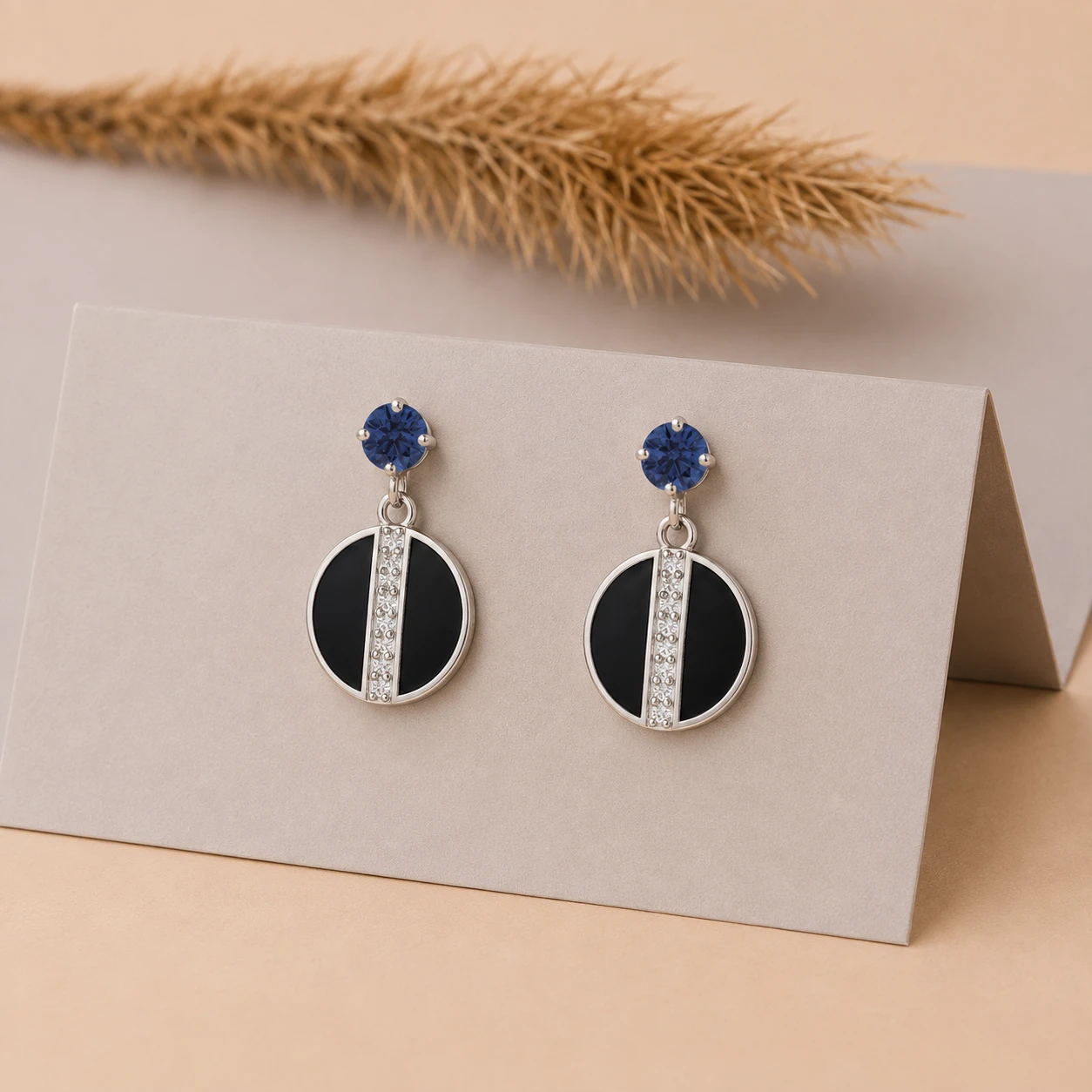 black-enamel-tanzanite-drops-sterling-silver-earrings