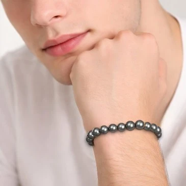 Tahitian Pearl Beads Chain Tennis Bracelet For Men