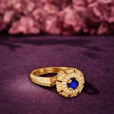 Blue Crown Solitaire Diamond Ring