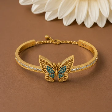 Gold Plated London Blue Topaz Butterfly Bracelet