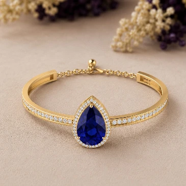 Blue Sapphire Gold Filled Teardrop Bracelet