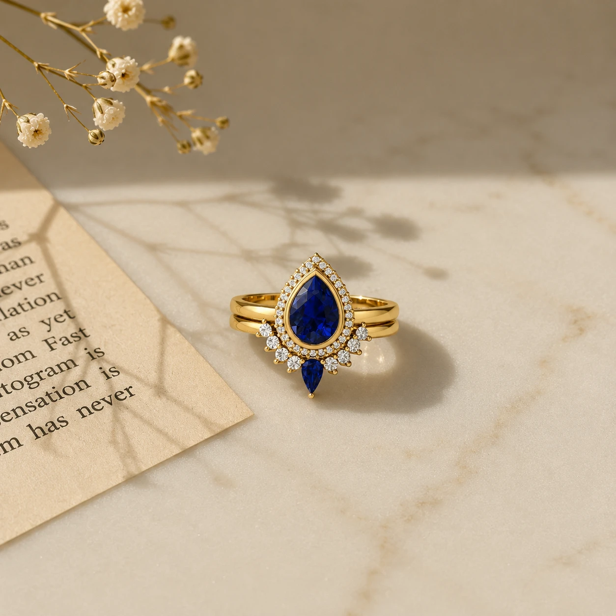 blue crown ring set for aquarius