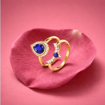 Blue Sapphire Crown Stacking Ring Set For Women