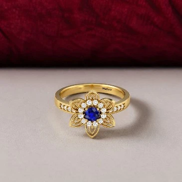 Gold Plated Sapphire Flower Engagement Ring