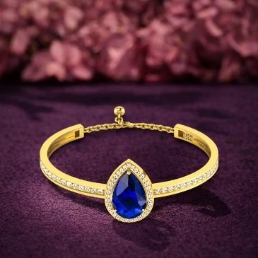 Blue Sapphire Gold Filled Teardrop Bracelet