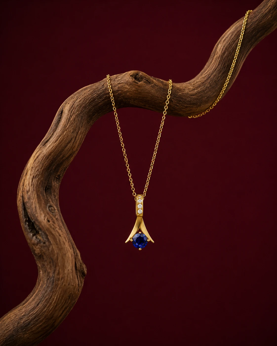Blue Sapphire Halo Pendant Necklace
